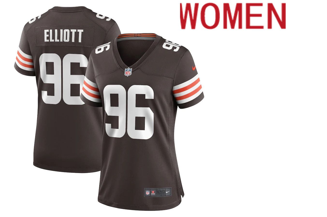 Women Cleveland Browns #96 Jordan Elliott Nike Brown Game NFL Jersey